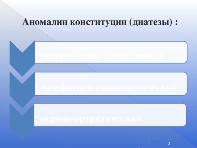 экссудативно-катаральный экссудативно-катаральный лимфатико-гипопластический лимфатико-гипопластический нервно-артритический нервно-артритический