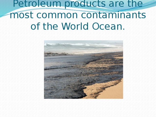Petroleum products are the most common contaminants of the World Ocean.