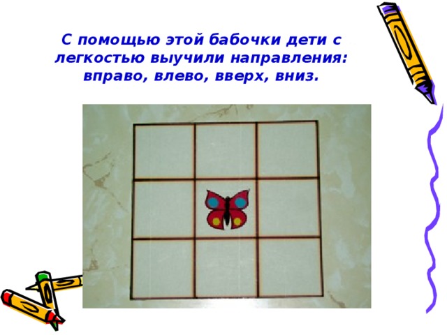 С помощью этой бабочки дети с легкостью выучили направления: вправо, влево, вверх, вниз.