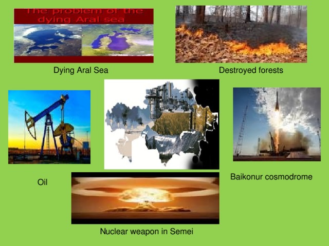 Dying Aral Sea Destroyed forests Baikonur cosmodrome Oil Nuclear weapon in Semei
