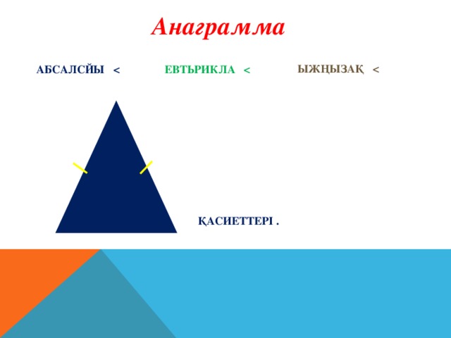 Анаграмма  ЫЖҢЫЗАҚ  АБСАЛСЙЫ   ЕВТЬРИКЛА  ҚАСИЕТТЕРІ .