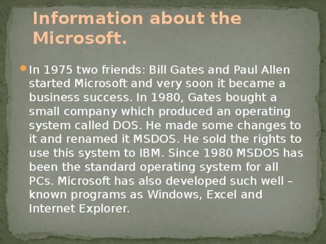 Information about the Microsoft.