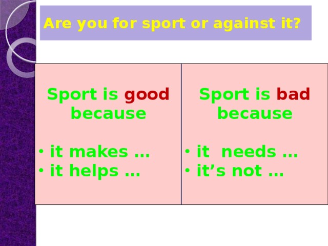 Sport is good because it.