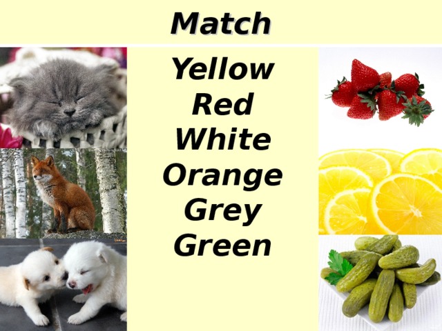 Match Yellow Red White Orange Grey Green