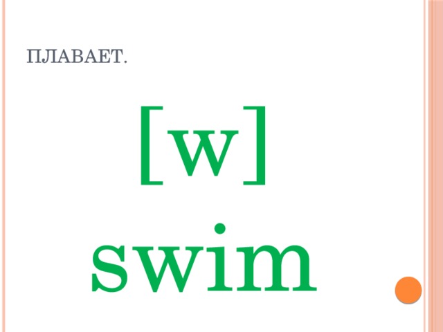 Плавает. [w] swim