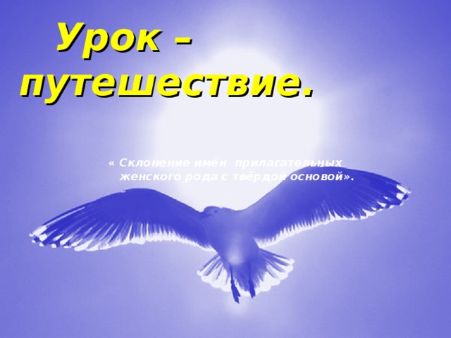 Урок – путешествие. « Склонение имён прилагательных  женского рода с твёрдой основой».