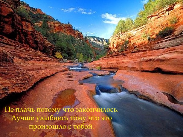 Не плачь потому что закончилось.  Лучше улыбнись тому что это произошло с тобой .