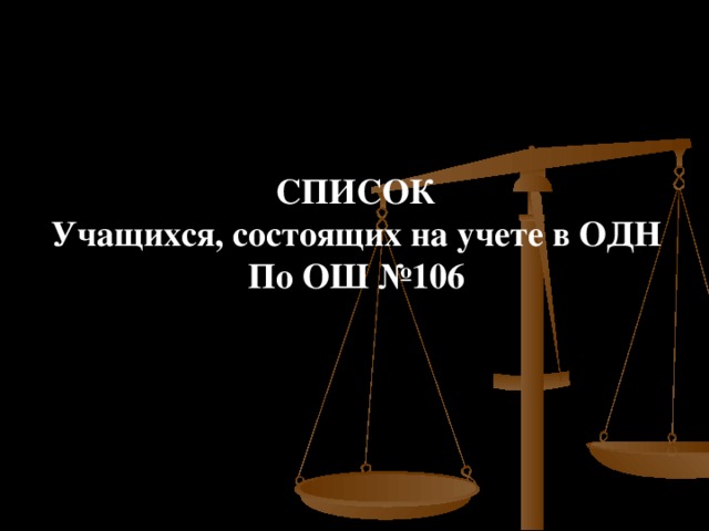 СПИСОК Учащихся, состоящих на учете в ОДН По ОШ №106