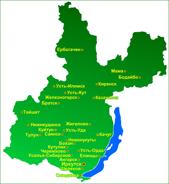 Карта россии г иркутск