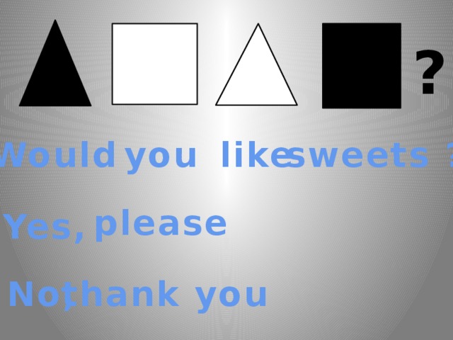 ? Would you like sweets ? please Yes, No, thank you