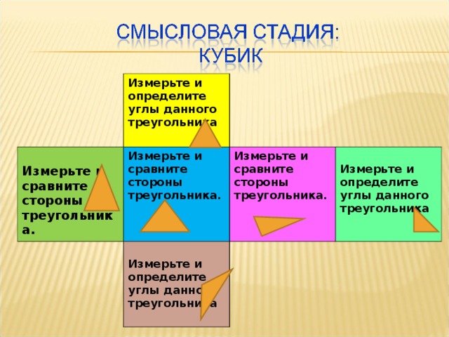 Измерьте и определите углы данного треугольника  Измерьте и сравните стороны треугольника. Измерьте и сравните стороны треугольника. Измерьте и сравните стороны треугольника. Измерьте и определите углы данного треугольника  Измерьте и определите углы данного треугольника