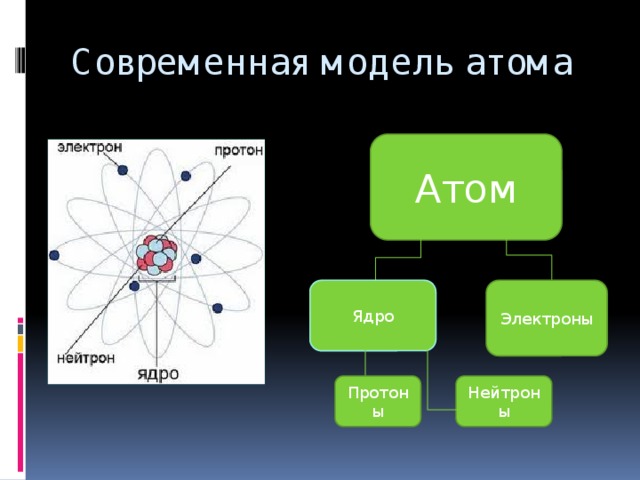 Современная модель атома Атом Ядро Электроны Протоны Нейтроны