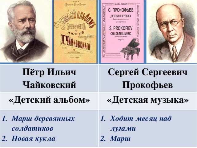 Пётр Ильич Чайковский Сергей Сергеевич Прокофьев «Детский альбом» «Детская музыка»