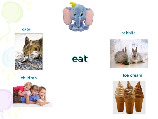 cats rabbits eat Ice cream children