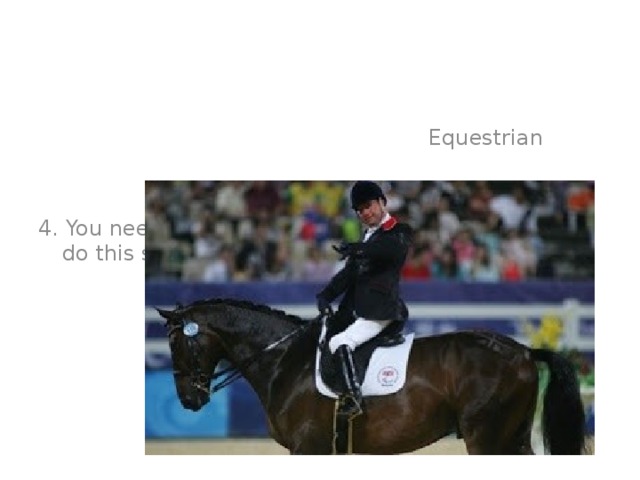 4. You need a horse to do this sport.  Equestrian