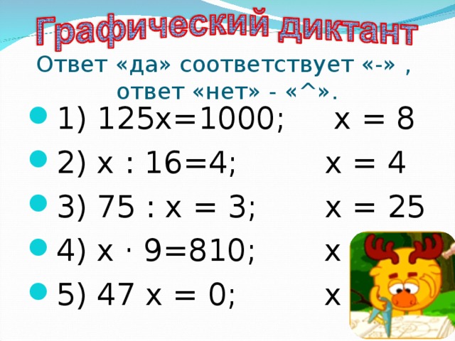 Ответ «да» соответствует «-» ,  ответ «нет» - «^».