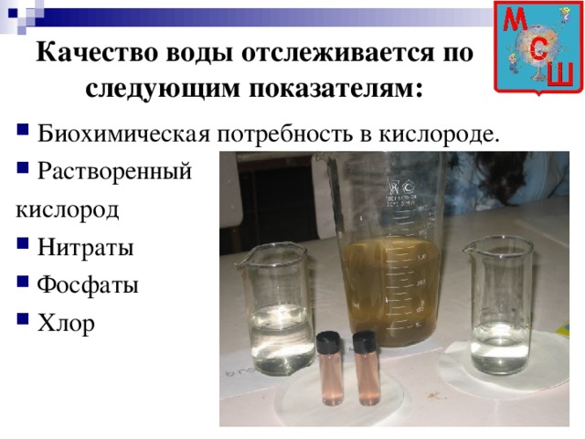 Качество воды отслеживается по следующим показателям: Биохимическая потребность в кислороде. Растворенный кислород