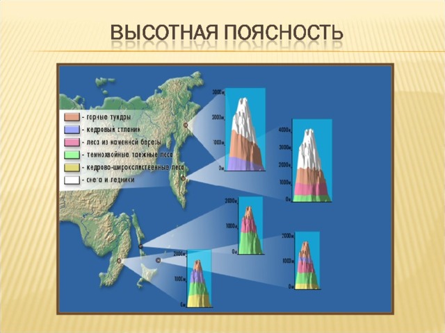 Генерализованная схема типовой структуры высотной поясности гор россии