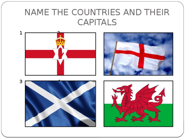 NAME THE COUNTRIES AND THEIR CAPITALS 1 2 3 4