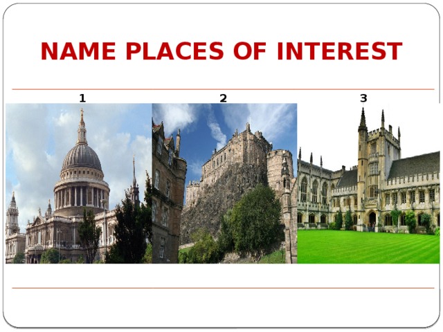 NAME PLACES OF INTEREST 1 2 3