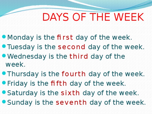 DAYS OF THE WEEK