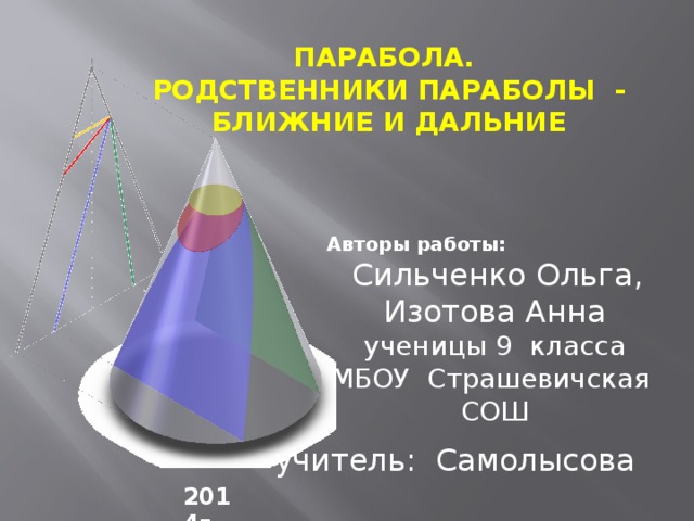 2014г ПАРАБОЛА.  РОДСТВЕННИКИ ПАРАБОЛЫ  -   БЛИЖНИЕ И ДАЛЬНИЕ Авторы работы:  Сильченко Ольга, Изотова Анна ученицы 9 класса МБОУ Страшевичская СОШ учитель: Самолысова Татьяна Васильевна