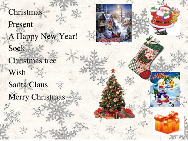 Christmas Present A Happy New Year ! Sock Christmas tree Wish Santa Claus Merry Christmas