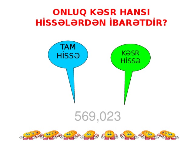 ONLuQ KƏSR HANSI HİSSƏLƏRDƏN İBARƏTDİR? TAM HİSSƏ KƏSR HİSSƏ 569,023