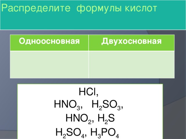 Выберите формулу одноосновной кислоты hno3. Формула одноосновной кислоты. Формулы кислот. Формула одноосновной кислоты в химии. Общая формула кислот.