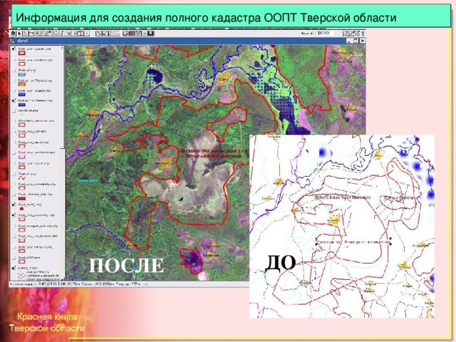 Информация для создания полного кадастра ООПТ Тверской области  ДО ПОСЛЕ