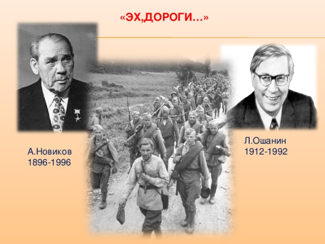 «ЭХ,ДОРОГИ…» Л.Ошанин 1912-1992 А.Новиков 1896-1996