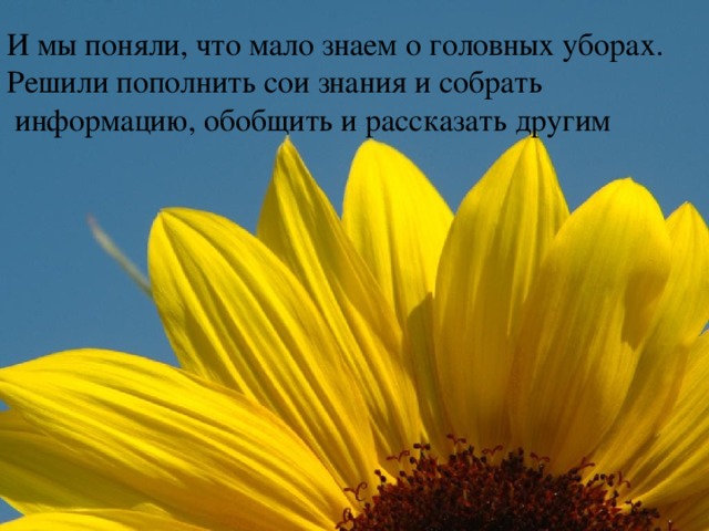 И мы поняли, что мало знаем о головных уборах. Решили пополнить сои знания и собрать  информацию, обобщить и рассказать другим