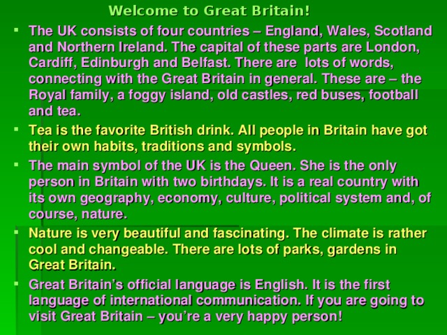 Welcome to Great Britain!