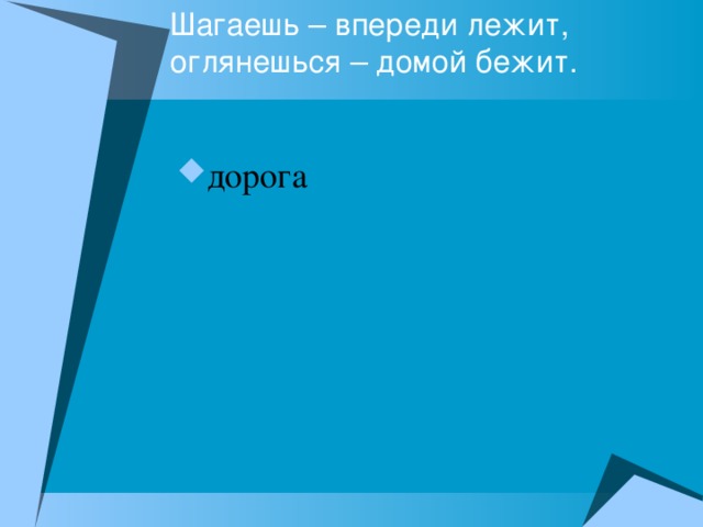 Шагаешь – впереди лежит,  оглянешься – домой бежит.