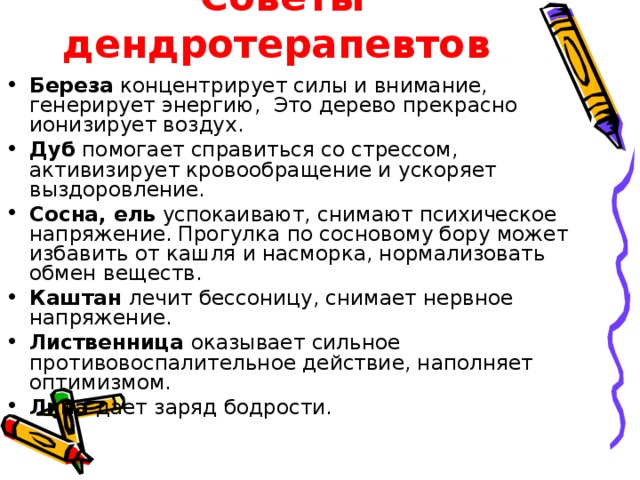 Советы дендротерапевтов