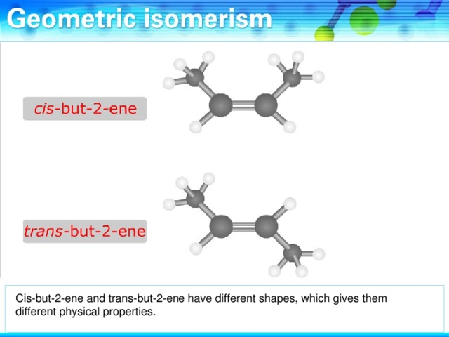 Cis-but-2-ene and trans-but-2-ene have different shapes, which gives them different physical properties.