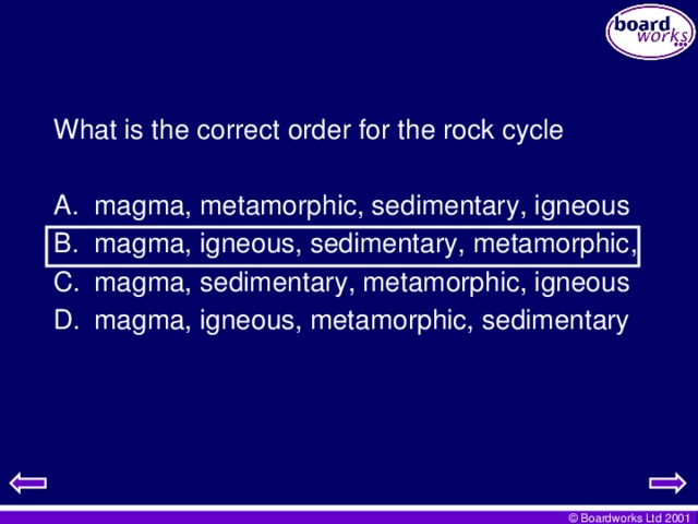 What is the correct order for the rock cycle