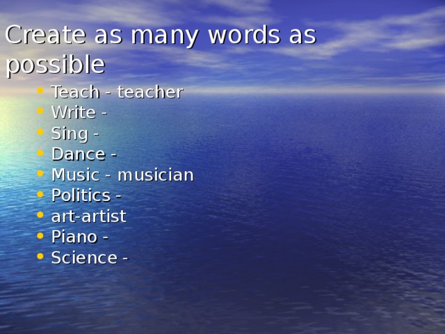 Create as many words as possible