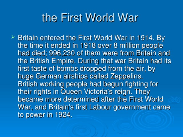 the First World War