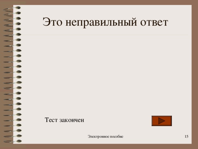 Это неправильный ответ Тест закончен Электронное пособие