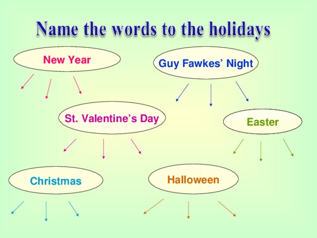 New Year Guy Fawkes’ Night St. Valentine’s Day Easter Easter Halloween Christmas