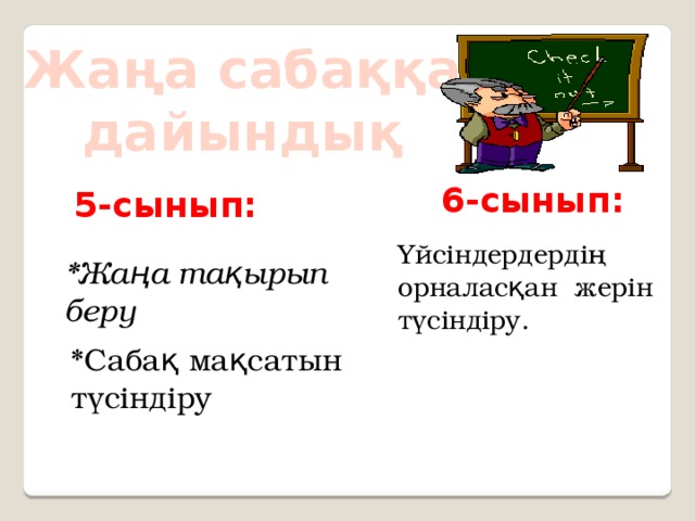 Жаңа сабаққа дайындық 6-сынып: 5-сынып: Үйсіндердердің орналасқан жерін түсіндіру. *Жаңа тақырып беру *Сабақ мақсатын түсіндіру