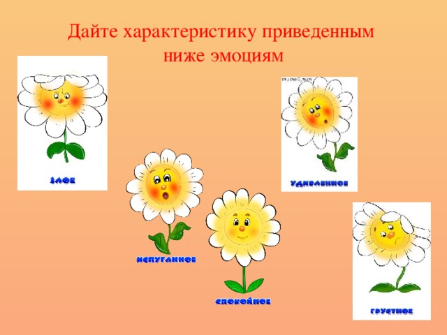 Дайте характеристику приведенным  ниже эмоциям