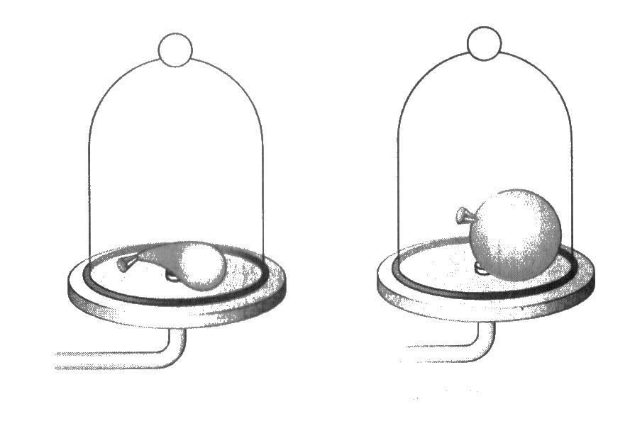Шарик в вакууме. Шар под колоколом воздушного насоса. Колокол воздушного насоса. Опыт с шаром под колоколом. Опыт с шариком в вакууме.