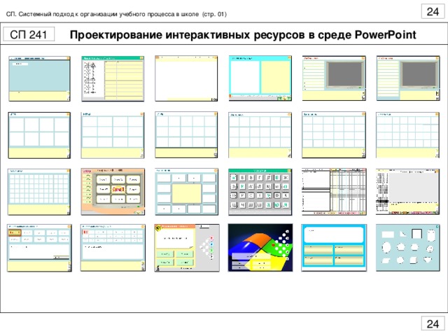 СП. Системный подход к организации учебного процесса в школе (стр. 01) Проектирование интерактивных ресурсов в среде PowerPoint
