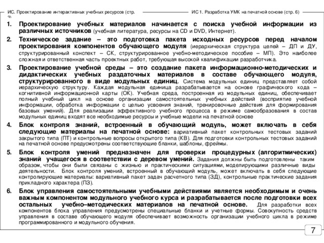 ИС 1. Разработка УМК на печатной основе (стр. 6) ИС. Проектирование интерактивных учебных ресурсов (стр. 3)