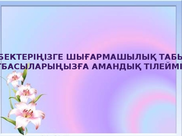 Еңбектеріңізге шығармашылық табыс, отбасыларыңызға амандық тілеймін!