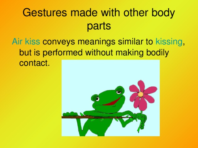 Gestures made with other body parts Air kiss kissing