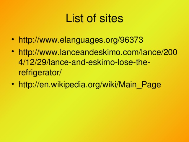 List of sites