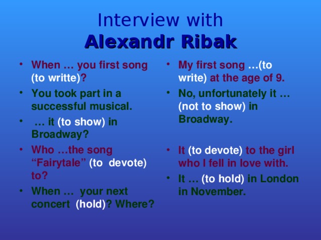 Interview with  Alexandr Ribak